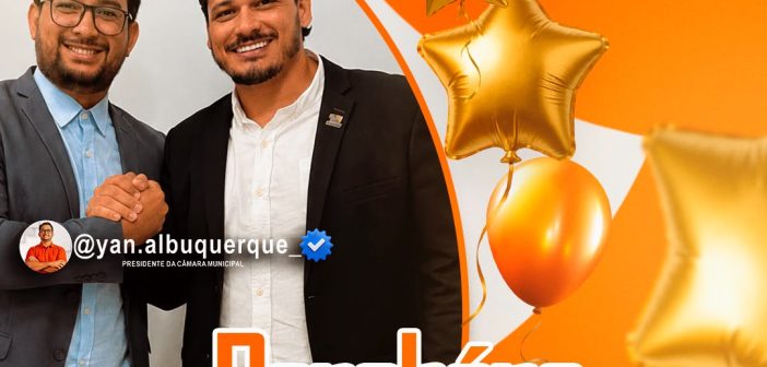 A Câmara Municipal de Senador José Porfírio, em nome do vereador e presidente Yan Albuquerque, parabeniza o vereador Aécio Marques, do município de Pacajá, pela passagem de seu aniversário.
